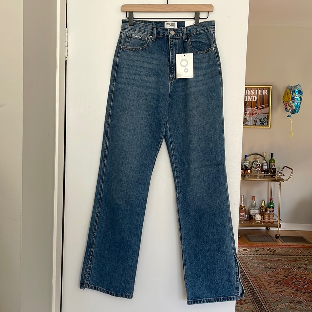 NWT Insane Gene High Rise Straight Jean w Side Slit